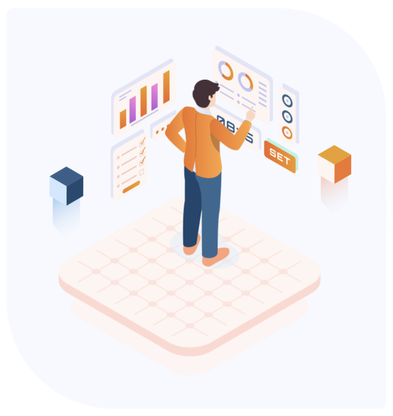 Property assistant reviewing dashboards
